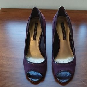 Purple Suede Bandolino Peep Toe Heels